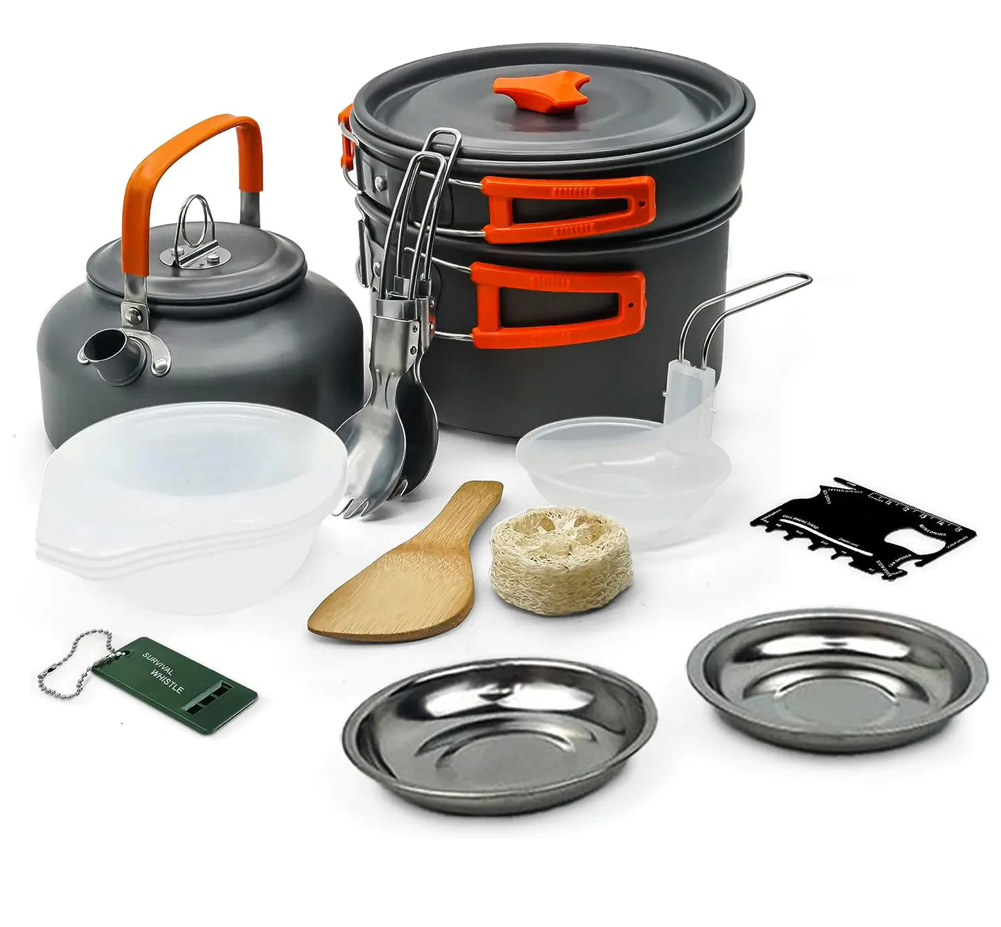 Portable Camping Cookware Set with Folding Stove