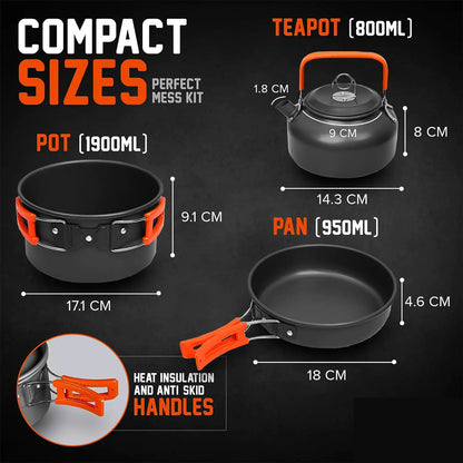 Portable Camping Cookware Set with Folding Stove